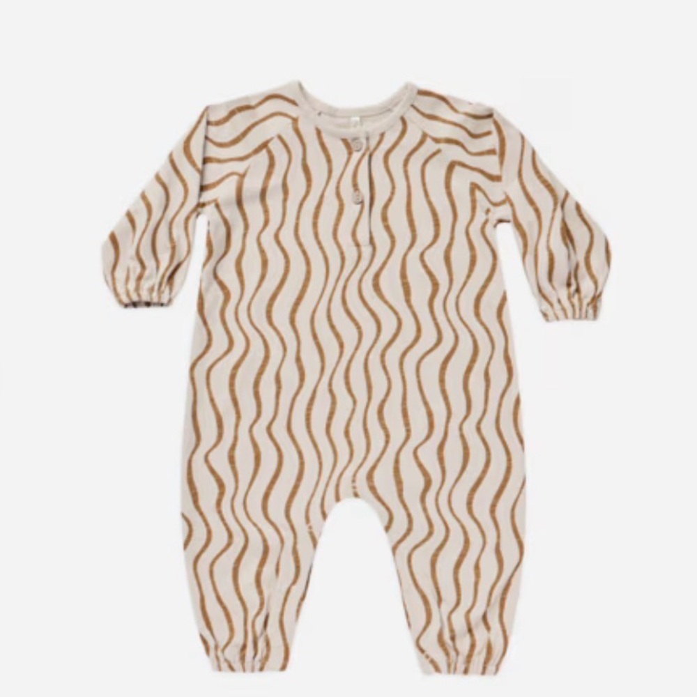 Rylee + Cru Cream and Brown Wave Kids Footie